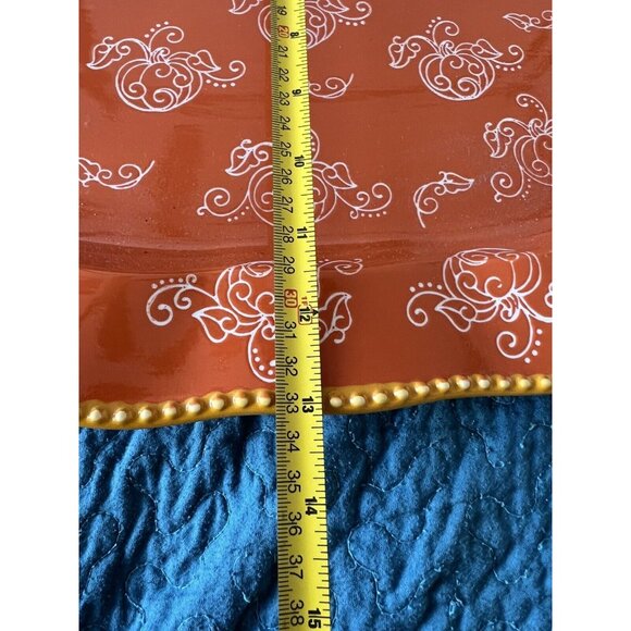 Tara Temptations Pumpkin Floral Lace Platter Serving Tray  Orange 18 In X 13 In - Picture 7 of 8